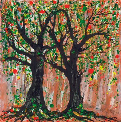 Pomegranate Tree, 2012 (acrílico e tinta sobre tela) de Carolyn Mary Kleefeld