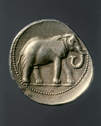 HANNIBAL Barca: Moeda de ouro com o elefante de Aníbal (moeda de ouro) de Carthaginian Carthaginian