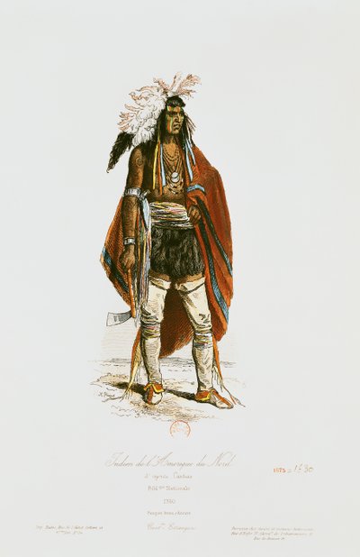 Índio norte-americano, de &39;Modes et Costumes Historiques&39;, gravada por Hippolyte Louis Pauquet (1797-p. 1862) 1862 de Cartias