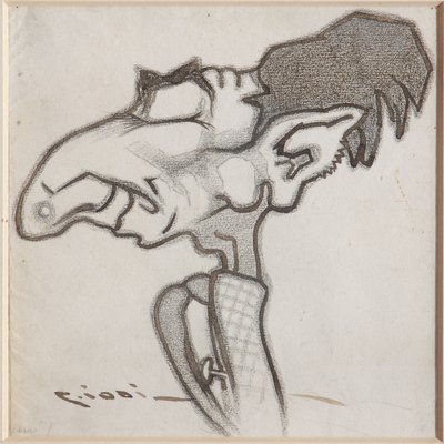 O Pintor Giovannini (tinta preta e carvão vegetal sobre papel) de Casimiro Jodi