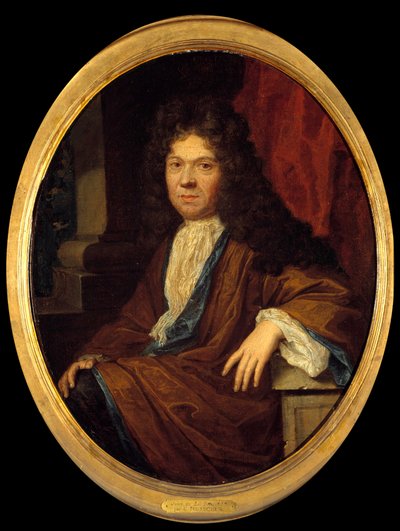 Retrato de Jean de la Bruyere (1645-1696) moralista francais Pintura atribuída a Caspar (Gaspar) Netscher (1639-1684). Sol do século XVII. 0,44x0,36 m - Retrato de Jean de la Bruyere (1645-1696), moralista francês. Pintura atribuída a Gaspar (Caspar) Ne de Caspar (attr. to) Netscher