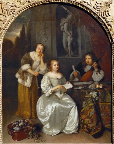 La lecon de chant - A lição de canto ... de Caspar (studio of) Netscher