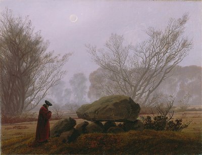 A Walk at Dusk, c.1830-5 (óleo sobre tela) de Caspar David Friedrich