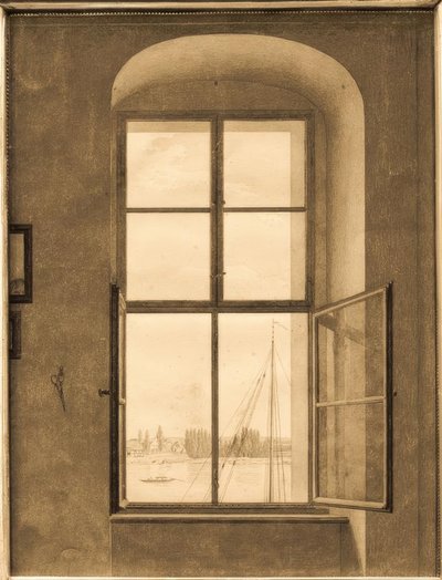 Vista do estúdio do artista (janela à direita) de Caspar David Friedrich