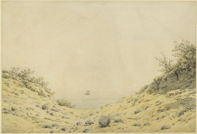 Vista do mar através das dunas de Caspar David Friedrich