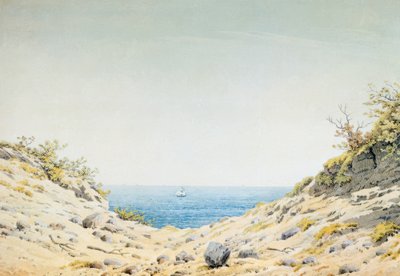 Ver através de um corte de banco para o mar de Caspar David Friedrich