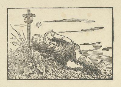 Menino dormindo em uma sepultura, 1802 de Caspar David Friedrich