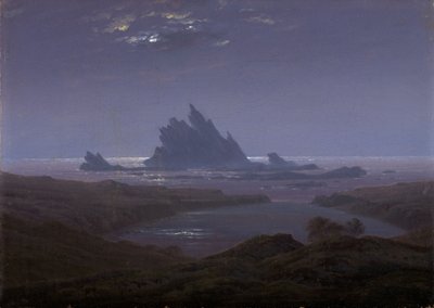 Recife rochoso na praia de Caspar David Friedrich