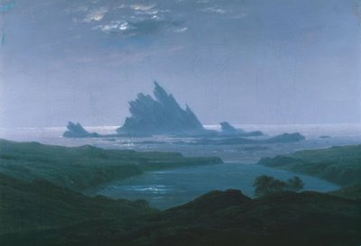Recife rochoso na praia do mar de Caspar David Friedrich