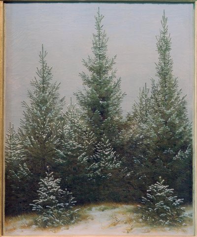 Bosque de abetos na neve de Caspar David Friedrich