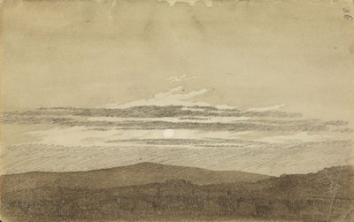 Paisagem montanhosa ao pôr do sol de Caspar David Friedrich