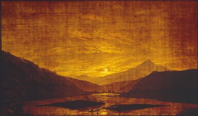 Paisagem do rio à noite de Caspar David Friedrich