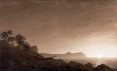 Alemão: Vista de Arkona com a lua a nascer Vista de Arkona com a lua a nascer de Caspar David Friedrich