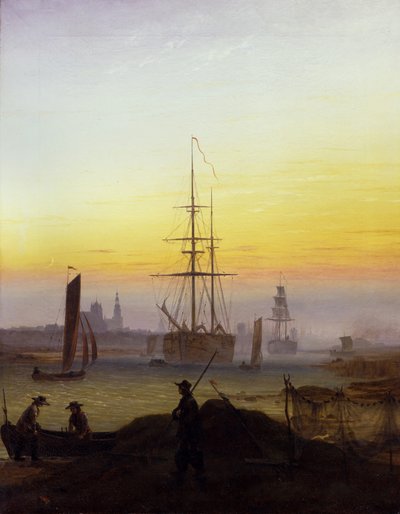 Alemão: Der Greifswalder Hafen O porto de Greifswald de Caspar David Friedrich