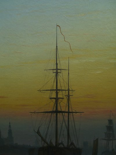 Alemão: Der Greifswalder Hafen O porto de Greifswald
 pormenor Título(s) alternativo(s): Navios no porto de Greifswald pormenor de Caspar David Friedrich