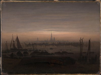 Alemão: Greifswald ao luar Greifswald ao luar de Caspar David Friedrich