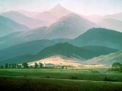 Paisagem no Riesengebirge de Caspar David Friedrich