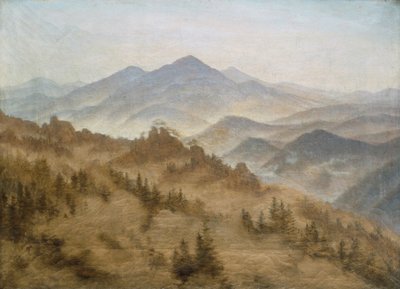 Paisagem com o Rosenberg nas montanhas da Boêmia de Caspar David Friedrich