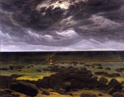 Costa marítima ao luar de Caspar David Friedrich