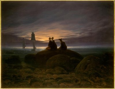 Nascer da lua no mar de Caspar David Friedrich