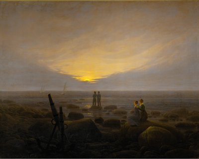 Nascer da lua sobre o mar de Caspar David Friedrich