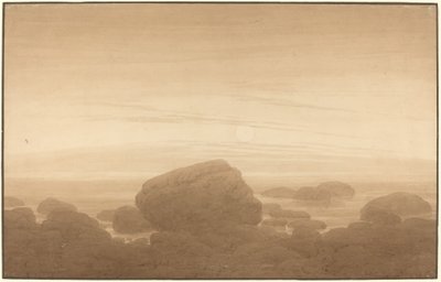 Nascer da lua em uma costa vazia de Caspar David Friedrich