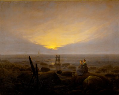 Nascer da lua sobre o mar de Caspar David Friedrich