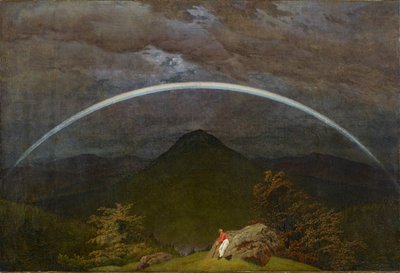 Paisagem montanhosa com arco-íris de Caspar David Friedrich