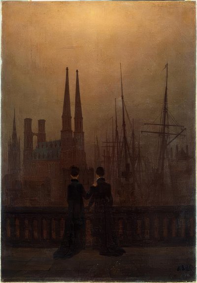 Porto noturno de Caspar David Friedrich
