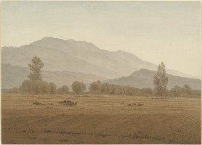 Lua Nova acima das montanhas de Riesengebirge de Caspar David Friedrich