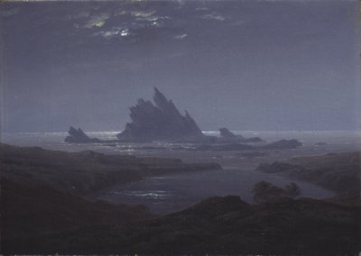 Recife rochoso na costa do mar, c. 1824 de Caspar David Friedrich