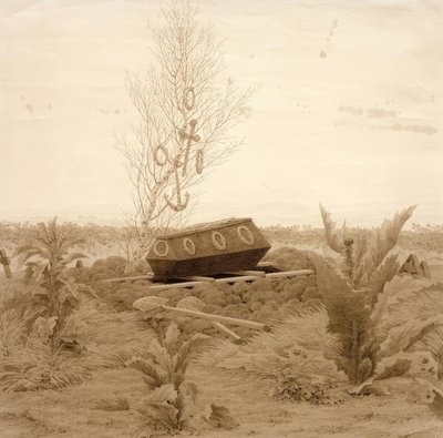 Caixão em um túmulo fresco de Caspar David Friedrich