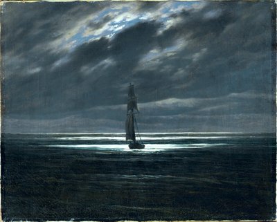Peça de mar ao luar (óleo sobre tela) de Caspar David Friedrich