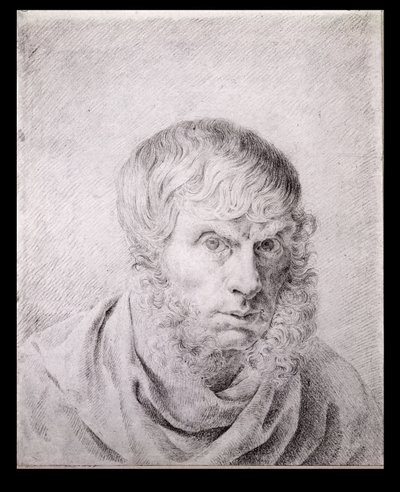 Auto-retrato, c.1810 (giz preto sobre papel) de Caspar David Friedrich