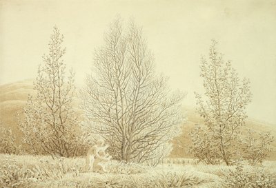 Primavera (lápis e sépia no papel) de Caspar David Friedrich