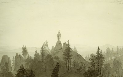 Estátua da Madonna nas montanhas de Caspar David Friedrich