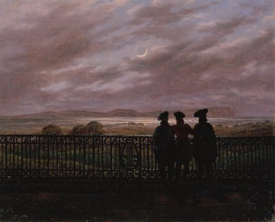 Os poetas Vasily Andreyevich Zhukovsky (1783-1852), Sergeyevich Ivan Turgenev (1818-83) e Aleksandr Ivanovich Turgenev (c.1784-1846), final dos anos 1820 (óleo sobre tela) de Caspar David Friedrich