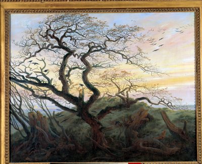 A árvore com corvos. Pintura de Friedrich Caspar David (1774-1840) de Caspar David Friedrich
