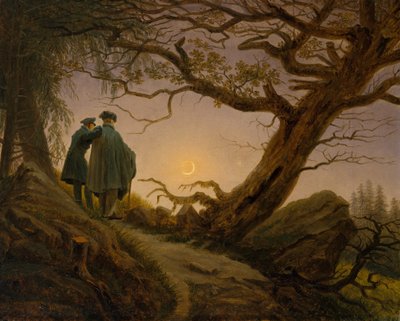 Dois Homens Contemplando a Lua, c. 1825-30. de Caspar David Friedrich
