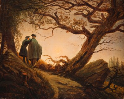 Dois homens na consideração da lua; Dois homens contemplando a lua, c.1830 de Caspar David Friedrich