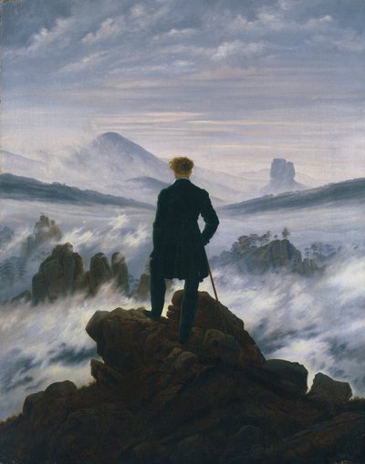 Andarilho acima do mar de neblina, c. 1817 de Caspar David Friedrich