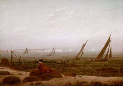 Mulher na Praia em Rugen de Caspar David Friedrich