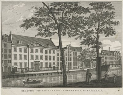 Vista do orfanato luterano em Amsterdã Vista, do Orfanato Luthersche, em Amsterdã (título no objeto) de Caspar Jacobsz. Philips