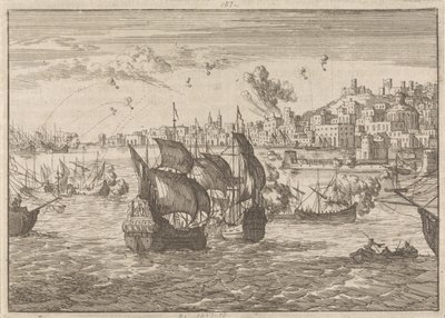 Génova bombardeada pela frota francesa, 1684 de Caspar Luyken