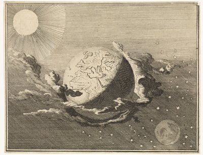 Universo com terra, sol, lua e estrelas de Caspar Luyken