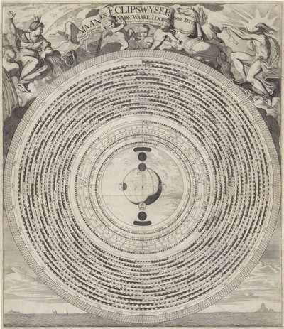 Mão da lua e do eclipse Lua e Eclipswyzer (título no objeto) de Caspar Luyken