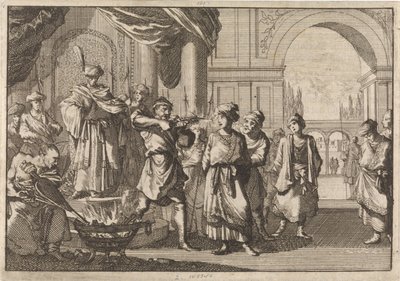 Selim IV, Xá da Pérsia, tendo seu irmão cego por um ferro em brasa, 1694 de Caspar Luyken