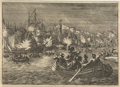 Frota espanhola no Escalda capturado e queimado pelos holandeses, 1631 de Caspar Luyken