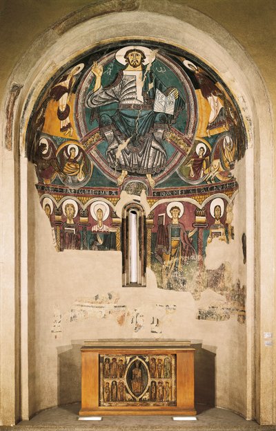 Cristo na Glória, da Igreja de São Clemente de Tahull, Lérida, Espanha (fresco) de Catalan School