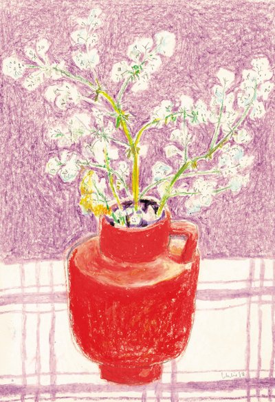 Vaso Vermelho com Flores Coloridas de Catalina Somolinos